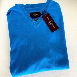 Black Brown 1826 Cotton Pullover V Neck Sweater L